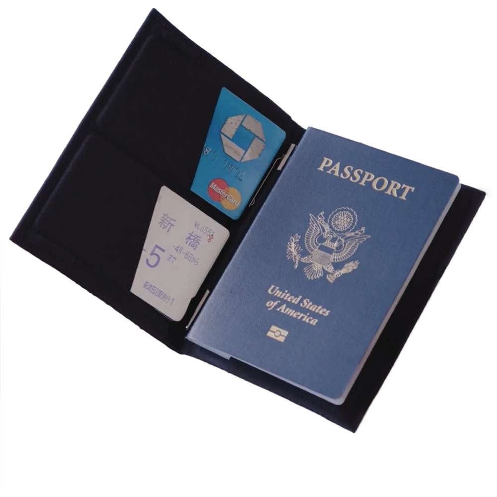 Passport Wallet Minimalist Thin Travel Wallet 3-4 view black 