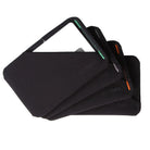 A stack of black Slimfold cardholder sleeves with a white tablet partially visible inside, set against a clean white background. all-groups